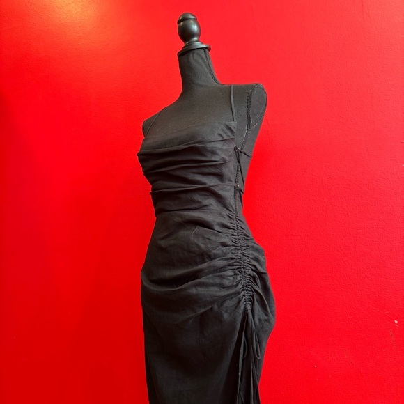 🖤 RUMER Loulou Black Linen Maxi S | Quiet Luxury Bali Yacht Dress l - Picture 8 of 11